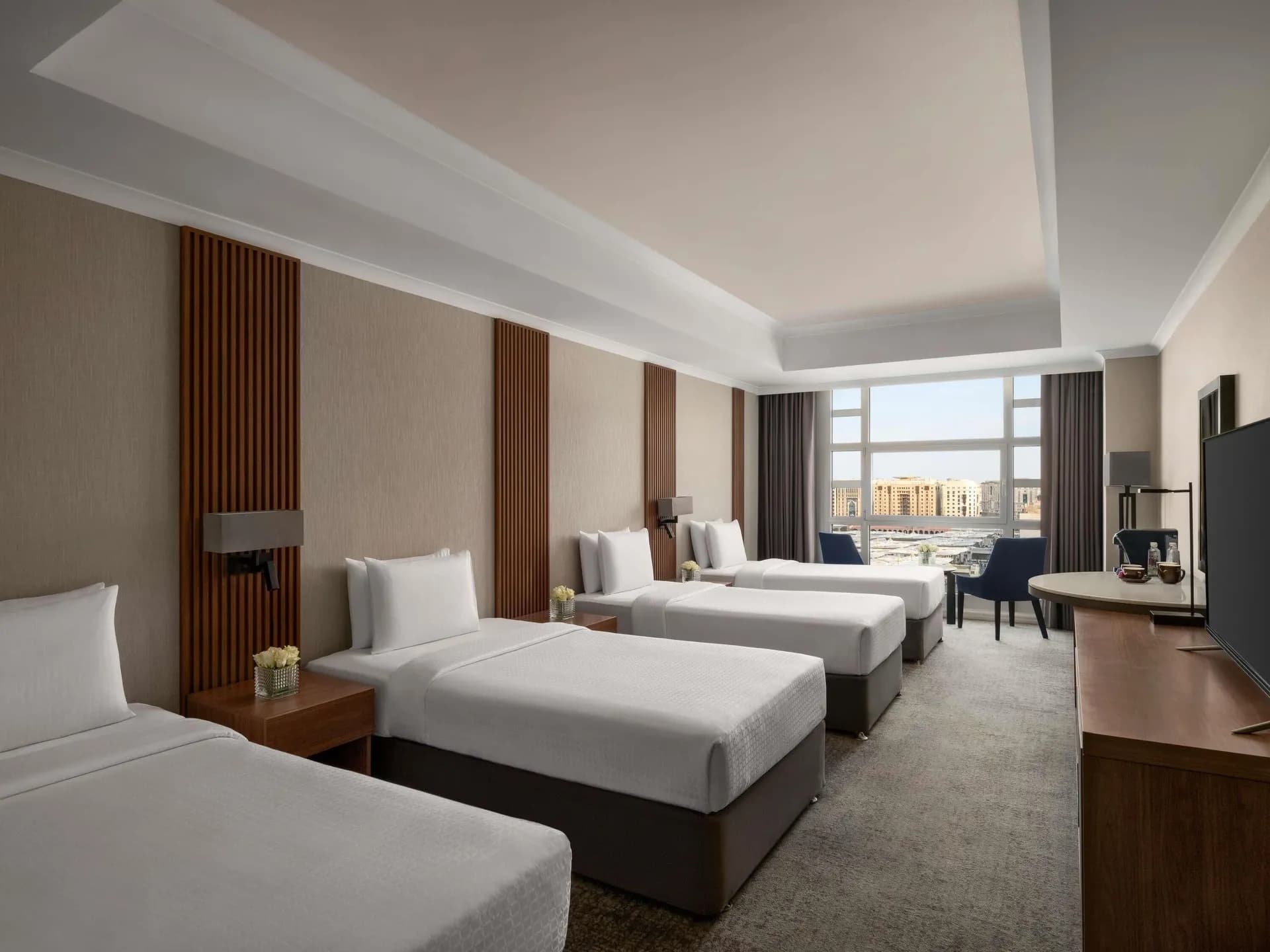 Superior Room Multiple Beds Partial Nabawi View at Anwar Al Madinah Mövenpick Hotel