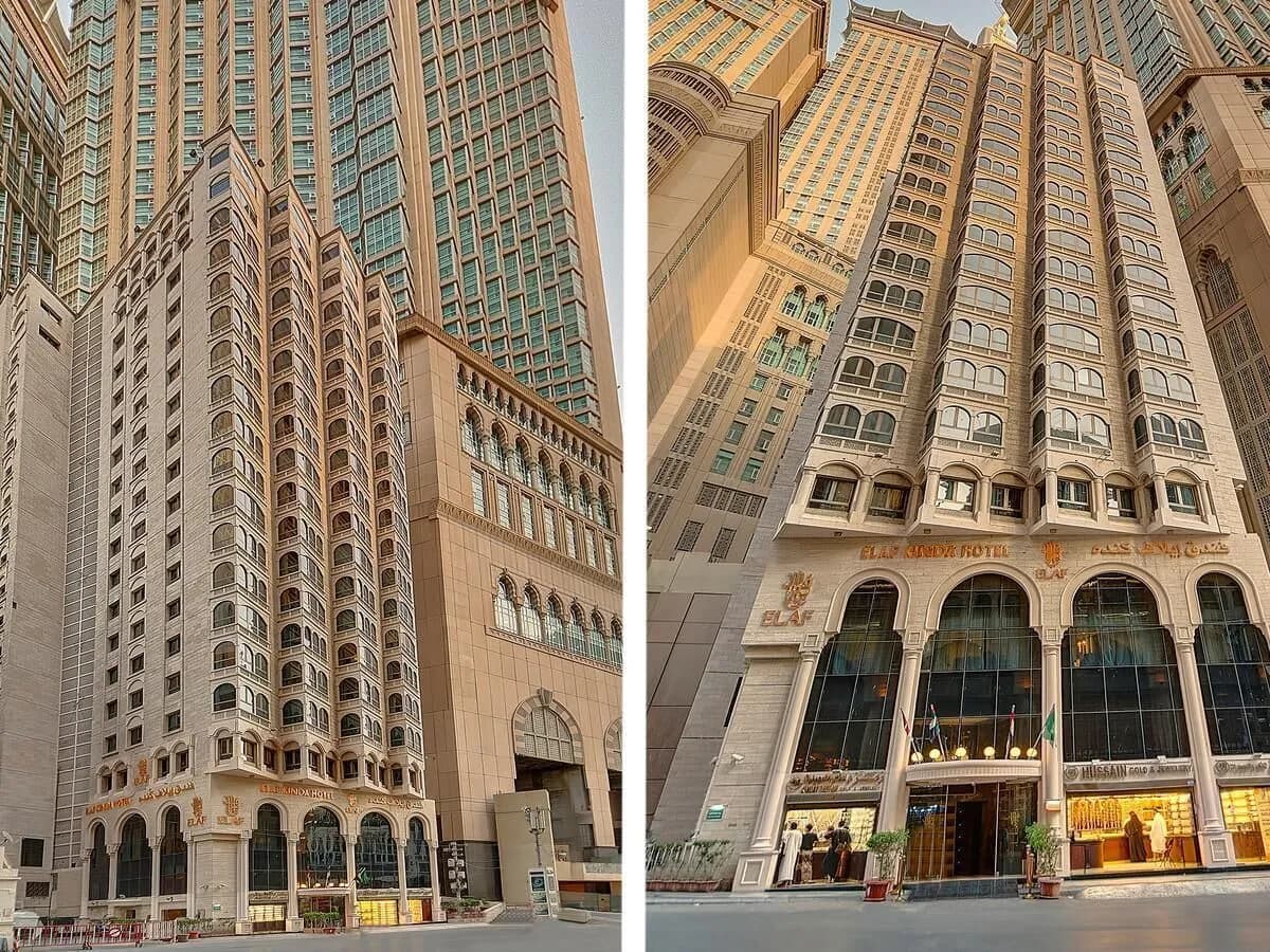 Elaf Kinda Hotel Makkah exterior between King Abdulaziz and King Fahd Gates