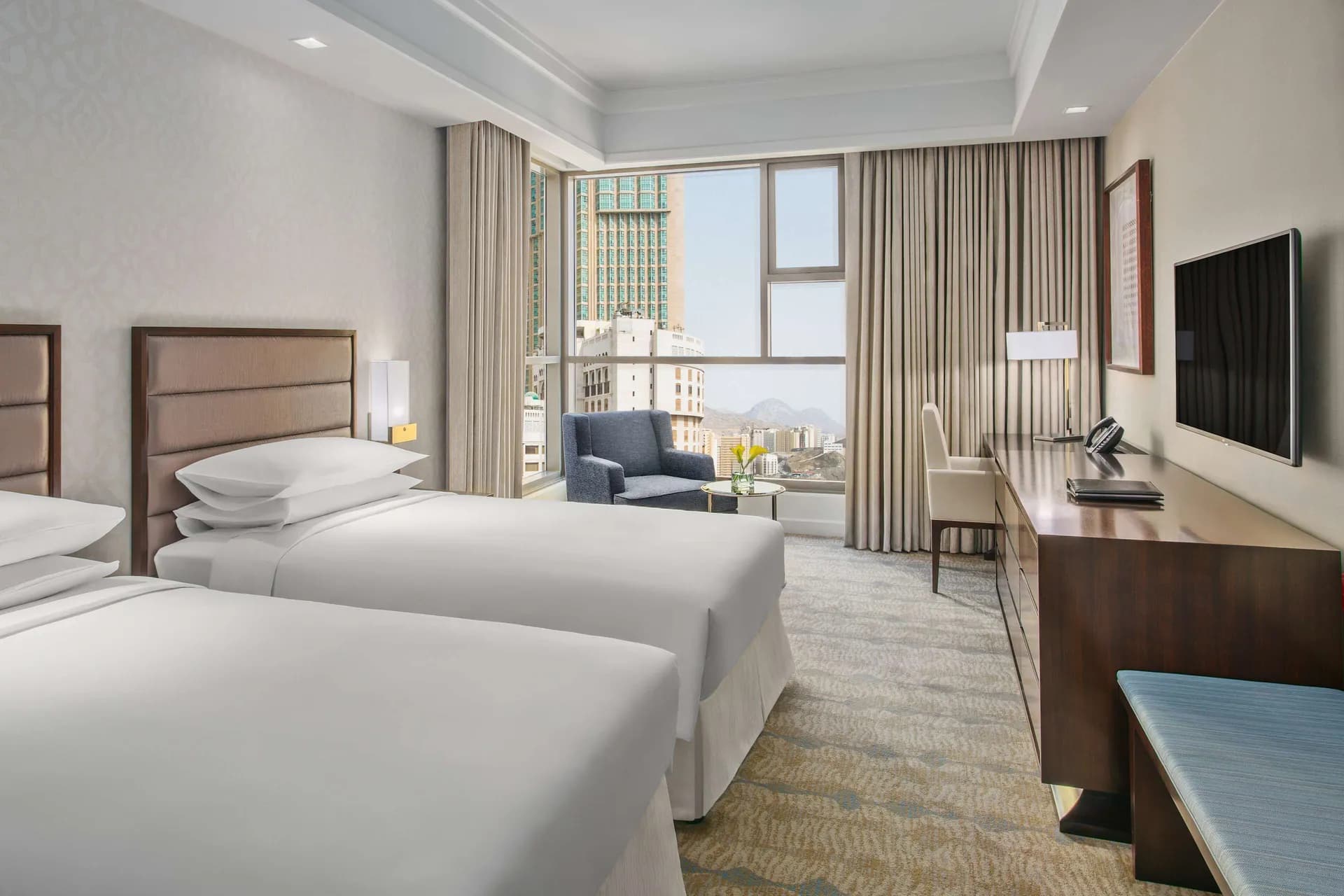 Room 2 Single Beds Partial Haram View at Jabal Omar Hyatt Regency Makkah