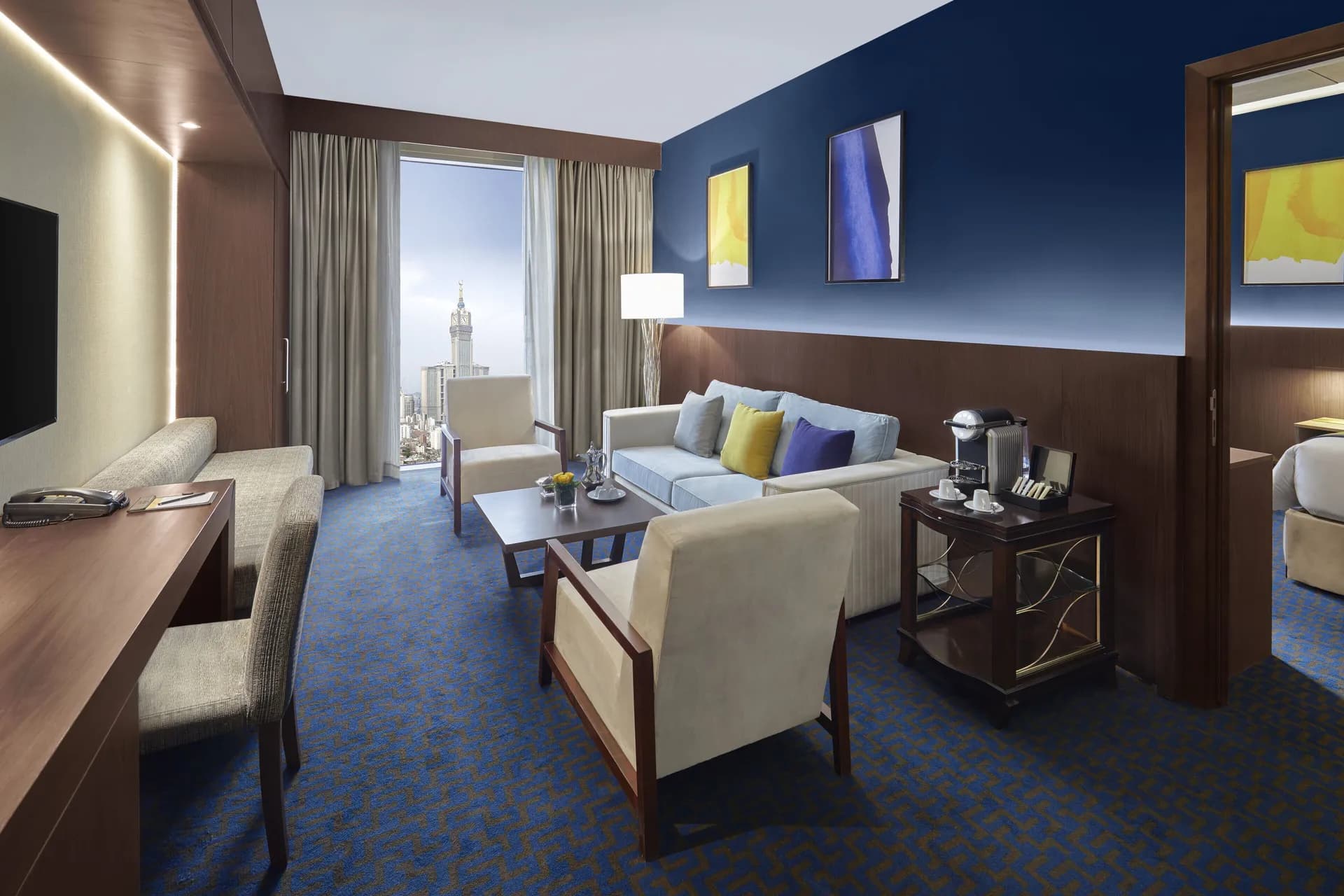 desk, premium bedding, Egyptian cotton sheets, in-room safe at voco Makkah by IHG
